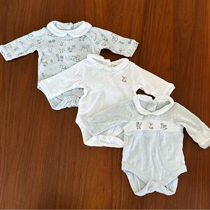 NEXT Baby adorable Set of 3 Light Blue & White Baby Onesies for baby boy